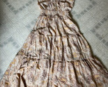 By The River Ruffled Tiered Maxi dress sz Small tan yellow &amp; brown flora... - £44.63 GBP