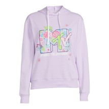 MTV Juniors’ Floral Logo Long Sleeve Hoodie Lavender Size XXXL(XXXG) - $22.76
