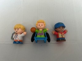 3 Fisher Price Little People Blonde School Boy Backpack &amp; Crossguard Fig... - $17.09