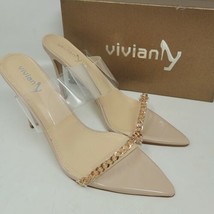 Vivianly Women&#39;s Pumps Sz 11 M heeled sandals Pointed Toe Nude Clear - £20.34 GBP