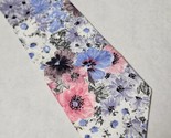 Steve Scheiner Men&#39;s Tie Floral on White Background 100% Cotton - £11.00 GBP
