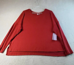 Joyspun Sweater Womens Size Large Red Knit Polyester Long Sleeve Round Neck Slit - £11.11 GBP