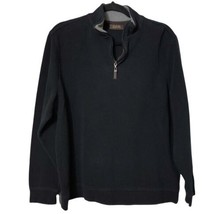 Tasso Elba Sweater Mens Large Long Sleeve Pullover 1/4 Zip Black Cotton Casual  - £17.12 GBP