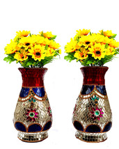Flower Pot Lac Decoretive Flower Vases Pot Decorative Flower Vases Mirror Work - £47.64 GBP