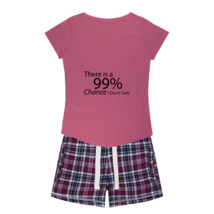 There is a 99% Chance I Don&#39;t Care Text Women&#39;s Sleepy Tee and Flannel Short - £31.96 GBP