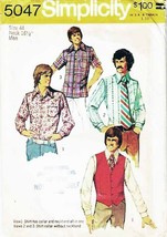 Mens' VEST & SHIRTS Vintage 1972 Simplicity Pattern 5047 Size 44 - £9.74 GBP