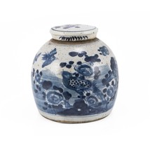 Blue &amp; White Vintage Ming Jar Flower Bird Motif - Small - £143.21 GBP