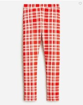 New Crewcuts Girls Red White Plaid Knit Cotton Everyday Ankle Leggings 8 10 12 - £12.78 GBP