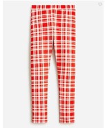 New Crewcuts Girls Everyday Ankle Leggings 8 12 Red White Plaid Knit Cotton - £11.95 GBP