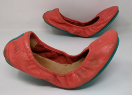 Tieks Poppy Ballet Flats Women&#39;s Size 8 Travel Foldable Leather Red Orange VTG - £58.77 GBP