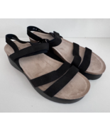 Womens sz 10 Munro Juniper Sandal Black Nubuck Leather Strappy NEW - $81.07 CAD