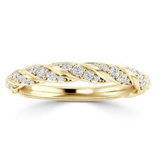 0.3CT Simulated Diamond Twist Eternity Wedding Band 14K Yellow Gold Plated - £198.13 GBP