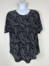 Cato Womens Plus Size 22/24W (2X) Black Stitch Pattern Top Short Sleeve - £14.41 GBP