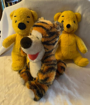 Vintage Sears Tigger Tiger and Winnie the Pooh 10&quot; Plush x3 - £17.26 GBP
