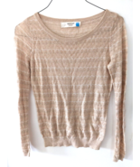 Anthropologie Sparrow orange striped semi-sheer knit top sweater women&#39;s... - £11.83 GBP