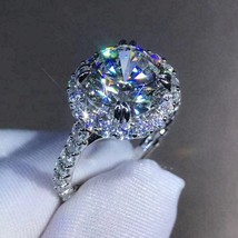 3.00 Ct Round Cut Diamond Halo Engagement Ring 14K White Gold Finish - £65.84 GBP