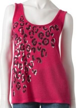 FANG Juniors Hot Pink Cheetah Foil Print Sleeveless Sweater Tank Top - £10.26 GBP+