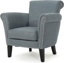 Steel Blue/Dark Brown Christopher Knight Home Brice Club Chair With Vintage - £204.04 GBP