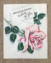 Ephemera Vintage Pink Rose Anniversary Greeting Card - $3.76