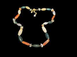 Vintage Miriam Haskell Signed Gemstone Bead Necklace Gold Tone Floral Clasp - $237.55