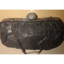 Clara Kasavina Handmade Black Satin &amp; Rhinestone Evening Bag - £48.14 GBP