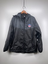 NFL Team Apparel Men’s Size L Full Zip Hooded Windbreaker Jacket Black N... - £46.12 GBP