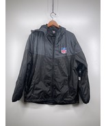 NFL Team Apparel Men’s Size L Full Zip Hooded Windbreaker Jacket Black N... - £46.13 GBP