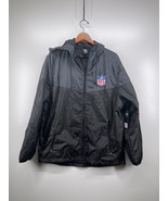 NFL Team Apparel Men’s Size L Full Zip Hooded Windbreaker Jacket Black N... - $49.97