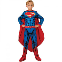 Superman Full Suit with Cape Deluxe Kid&#39;s Costume Blue - £33.37 GBP
