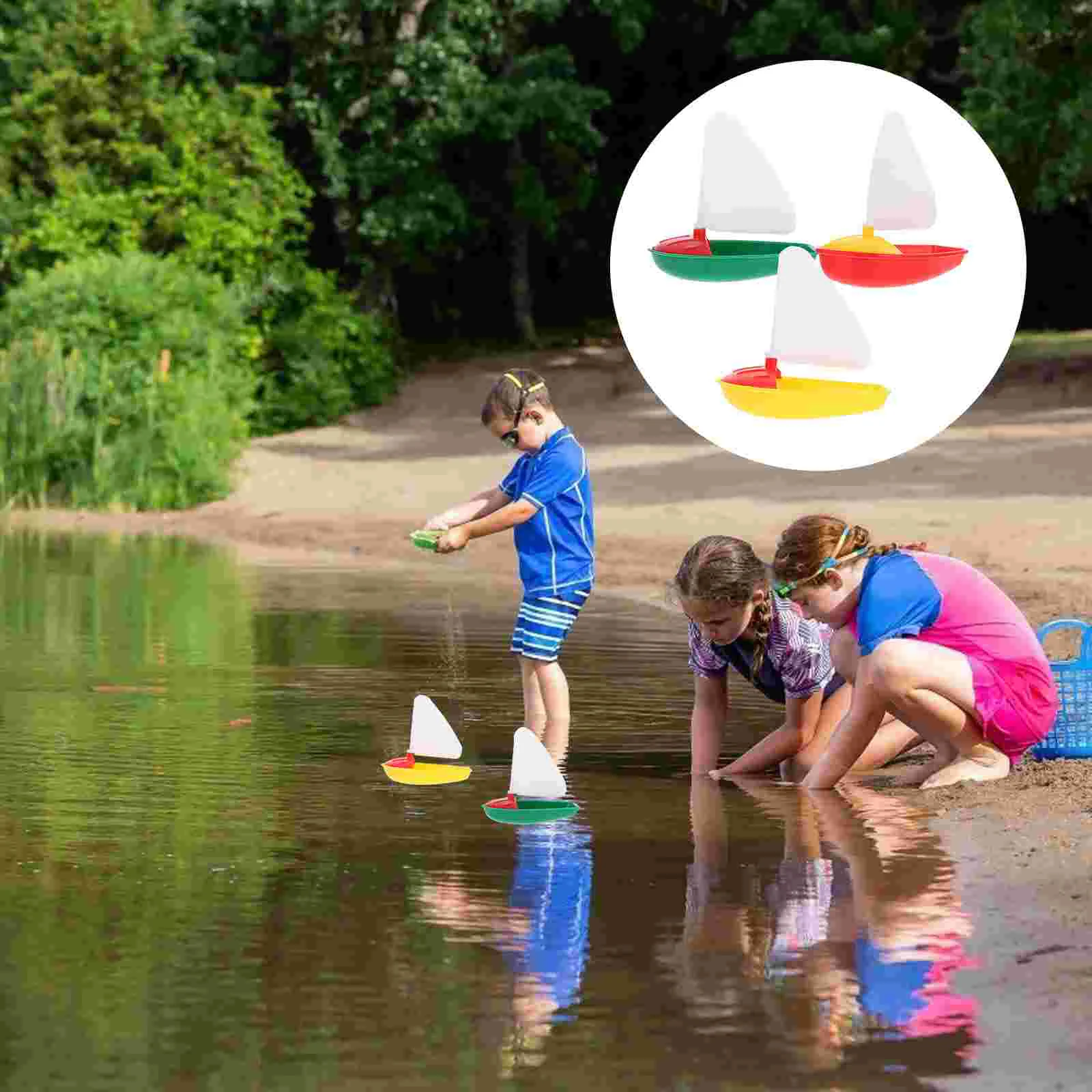 1 Set 3pcs Mini Plastic Sailing Boat Toys Kids Kids Decor Bathtub Toys for - £7.71 GBP