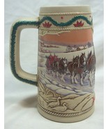 VINTAGE 1996 BUDWEISER Clydesdale Horse BEER STEIN MUG Christmas Holiday - $33.90 CAD