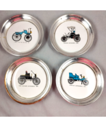 Sheridan Silver &amp; Porcelain Coasters Set of 4 Autos Vtg Winton Packard C... - £14.92 GBP