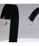 14K Yellow Gold Diamond Cut Textured Hoop Earrings 1/2&quot;+ High Fine Estate - $136.99