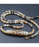 Collier pendentif vintage ancien perles d&#39;agate Tibet Himalaya Dzi - $2,241.71 MXN