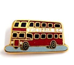 VTG Victoria B.C. Red Double Decker Bus Gold Tone Enamel Pin Canada Souvenir GMB - $23.40