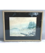 Vintage Estate Artist Signed &amp; Framed Watercolor Landscape Art Print E830 - €67,61 EUR