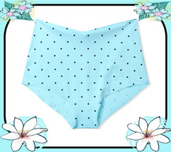 XL Brt Sky Blue Black Dot NO SHOW Victorias Secret High Waist Midi Brief Pantie  - £9.90 GBP