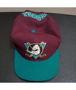 Vintage 1990s NHL Anaheim Mighty Ducks Wool Embroidered Snapback Hat Pur... - $63.66