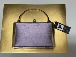 Keiger Lomani Purple Hard Shell Handbag Small Purse Clutch Gold &amp; Crystal - New - £23.39 GBP