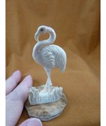 FLA-W3) little white Flamingo shed ANTLER figurine Bali detailed love birds - £120.68 GBP