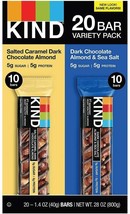 Kind 20 Bar Variety Pack of 20 1.4Oz Bars Caramel Chocolate Almond Sea Salt Fres - £22.31 GBP