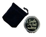 Ganz A Smile is the Best Make Up Mini Compact Mirror with Fabric Pull Ba... - $11.24