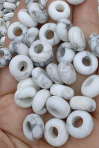 Large Hole-20pcs Genuine White Turquoise Mixed Stone River jasper-amazonite-blue - £14.25 GBP