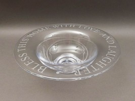 Simon Pearce Bless This Home With Love And Laughter Crystal Centerpiece Bowl 14&quot; - £313.24 GBP