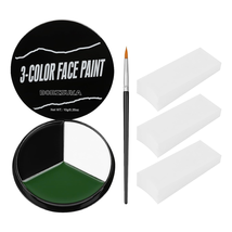 White Black Green Face Paint + 3PC Sponge + Brush Body Paint Set, Colored Eye Bl - £8.78 GBP