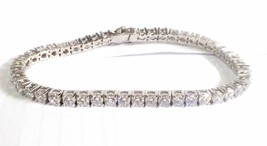 Stunning Round Simulated Diamond 14K White Gold Plated Silver 7&quot; Tennis Bracelet - $102.84