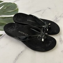 Vionic Womens Bella Flip Flop Sandals Size 9 Black Bow Trim Comfort Flat - $554.43 MXN
