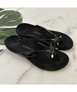 Vionic Womens Bella Flip Flop Sandals Size 9 Black Bow Trim Comfort Flat - $558.11 MXN