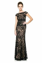 Tadashi Shoji Textured Lace Mermaid Gown Sz 4 Black - £97.56 GBP