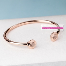 2018 Spring Release Rose Gold Signature Open Bangle Bracelet with Clear Cz  - £20.28 GBP
